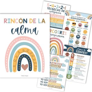 Spanish Calming Corner Posters | Set of 6 | Spanish Educational Posters - Retro