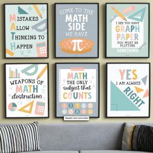 Math Motivational Posters | Set of 6 | Math Class - Boho Muted